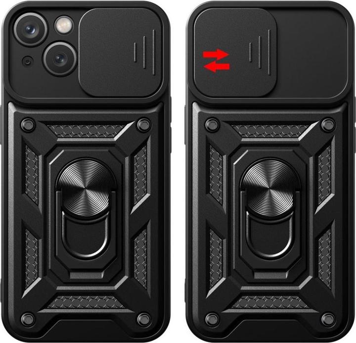 Immagine prodotto Hurtel Custodia Hybrid Armor Camshield con supporto e copertura per fotocamera per iPhone 15 - rosa (Apple iPhone 15)