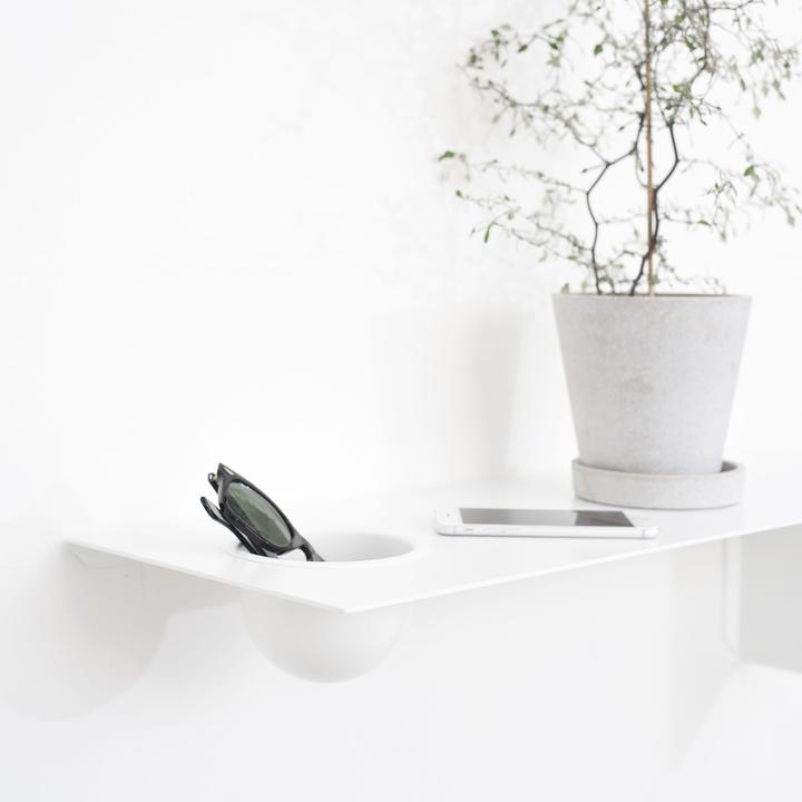 Image du produit Nichba Design Shelve01 Étagère murale avec bac à gauche (70 x 25 x 19 cm)
