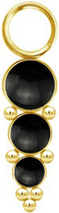 Star Piercing Anhänger vergoldet drei schwarzen Onyx Steinen mit Kugeln (ohne Messing, Chirurgenstahl 316L, Mineralisch)