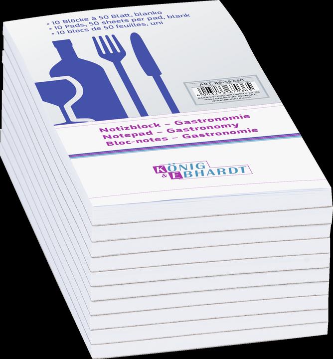 König & Ebhardt KÖNIG & EBHARD Kellnerblock, 75 x 140 mm, blanko Notizblock Gastronomie, 50 Blatt / Block, 70 g/q...
