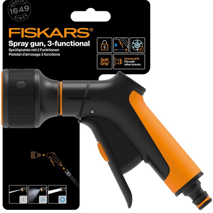 Actual product image Fiskars Spray gun, 3 functions, Infinitely variable flow rate, With front control and on/off switch, With