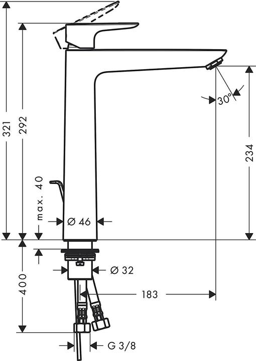 Produktbild hansgrohe Talis E 240 Waschtischmischer mit Bodenventil, Chrom