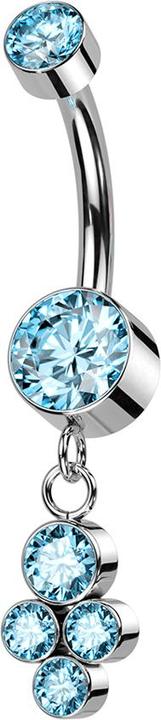 Immagine prodotto Star Piercing Banana filo interno aqua due cilindri cristallo argento ciondolo quattro cristalli aqua (Titanio G23, senza ottone)
