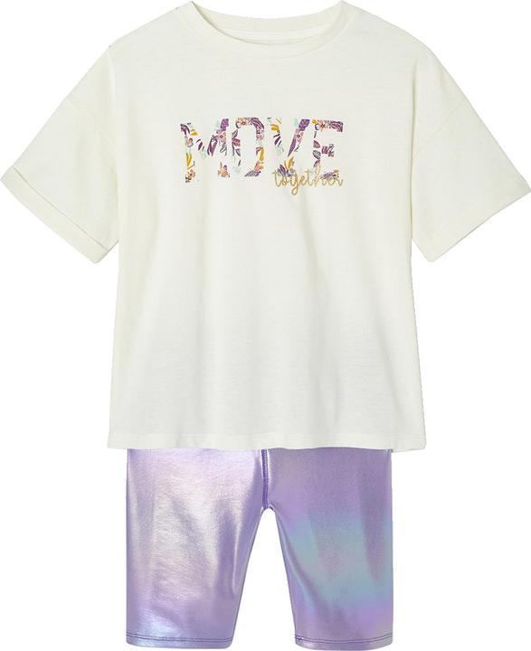 Produktbild Vertbaudet Mädchen Sport-Set: T-Shirt & Radlerhose mit Glanzeffekt (146)