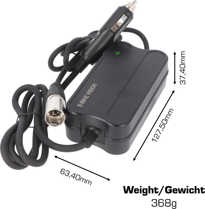Produktbild E-Bike-Vision 12V KFZ-Ladegerät SET für Bosch Active, Performance 36V (E-Bike Ladegerät)