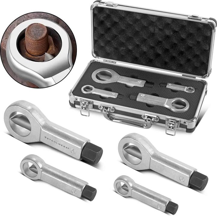 Produktbild Stahlwerk Mutternsprenger Set 9-36 mm 4-tlg Mutternlöser Mutternspalter Satz