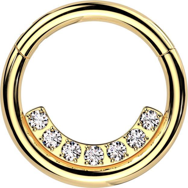 Immagine prodotto Star Piercing Anello a micro segmenti con cerniera placcata in oro e cristalli interni in argento (Acciaio chirurgico 316L)
