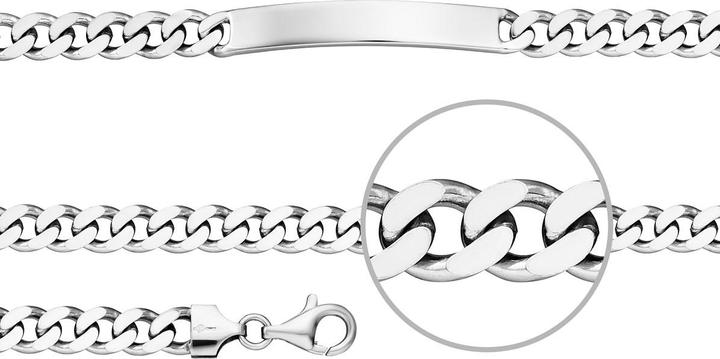 Der Kettenmacher Panzer Gravurarmband Silber Diamantiert 6,6 mm 21 cm (21 cm, Silber)