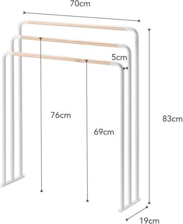 Actual product image Yamazaki Towel rack with 3 rails PLAIN