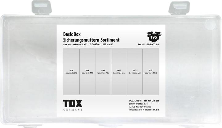 Actual product image Tox Basic Box Locknuts - Assortment 195 pcs. (M4, M5, M6, M8, M3, M10)