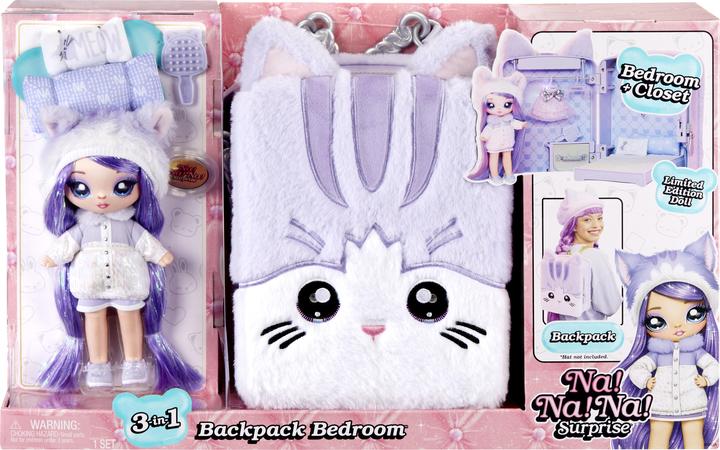 Produktbild MGA Na. Na. Na. Surprise 3-in-1 Backpack Bedroom Series 3 Playset- Lavender Kitty