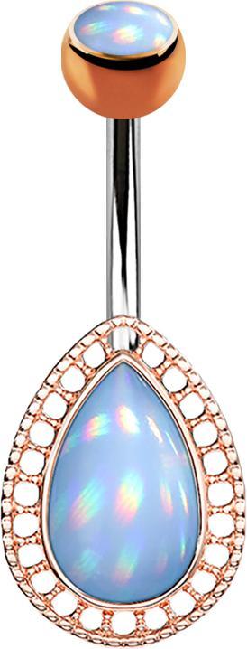 Star Piercing Banane rosegold Tropfen mit Epoxidstein blau (Chirurgenstahl 316L, Messing)