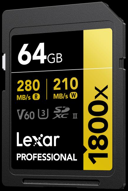 Immagine prodotto Lexar SDXC 1800x professionale R:270MB/s W:180MB/s C10 (64 GB, SDXC, U3, UHS-II)
