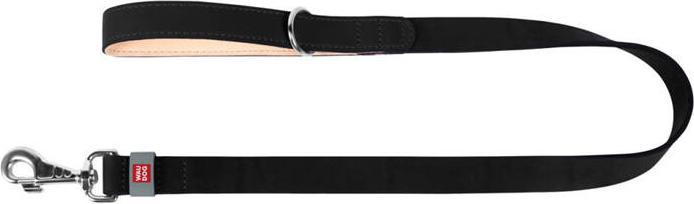 Productafbeelding Waudog natuurlijke leren hondenriem 20 mm breed, 122 cm lang Zwart (Hond, Algemeen)