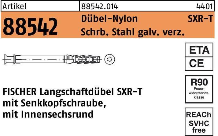 Actual product image Fischer Frame anchor R 88542 SXR 10x200 T screw steel galv. zinc-plated / anchor nylon (50 pcs.)