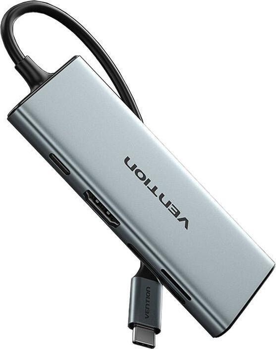 Image du produit Vention USB-C vers HDMI, 3x USB 3.0, SD, TF, PD Hub TOPHB 0.15m Gray (USB-C, 4 Ports)