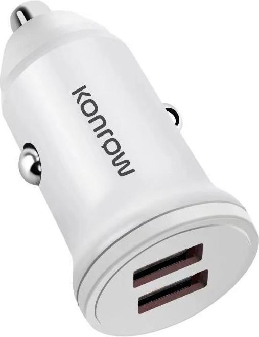 Produktbild Konrow KCC12AAW - Adapter für Zigarettenanzünder, 2 Ports USB A - Schnellladung 12 W, Weiss (Kompatibel, B