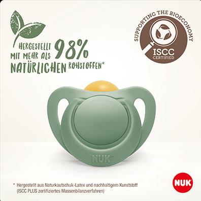 Produktbild NUK FOR NATURE Schnuller, kiefergerechte Form, aus Naturkautschuk-Latex, 6-18 Monate, 2 Stück, ro...