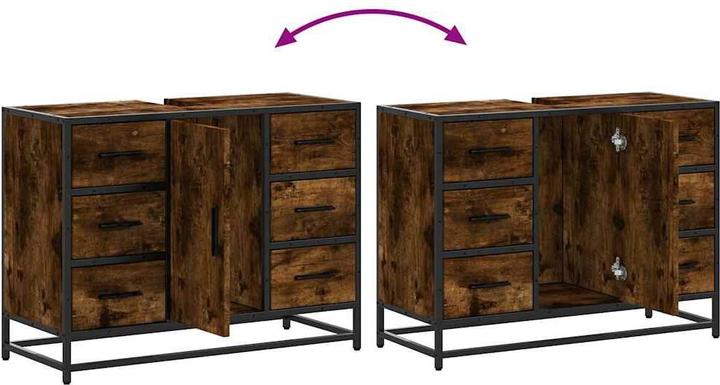 Image du produit VidaXL Meuble sous-vasque Chêne fumé 80x33x60 cm Bois composite (80 x 33 x 60 cm)