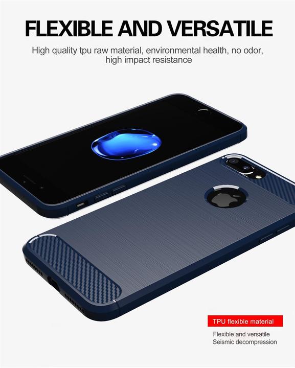 Produktbild Cadorabo TPU Ultra Slim carbon edelstahl Kombi Cover (Apple iPhone 7 Plus, Apple iPhone 7s Plus)