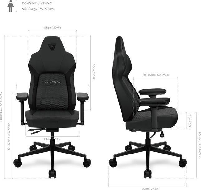 Actual product image Thunder X3 ThunderX3 CORE Smart Ergonomic Gaming Chair - Racer Blue