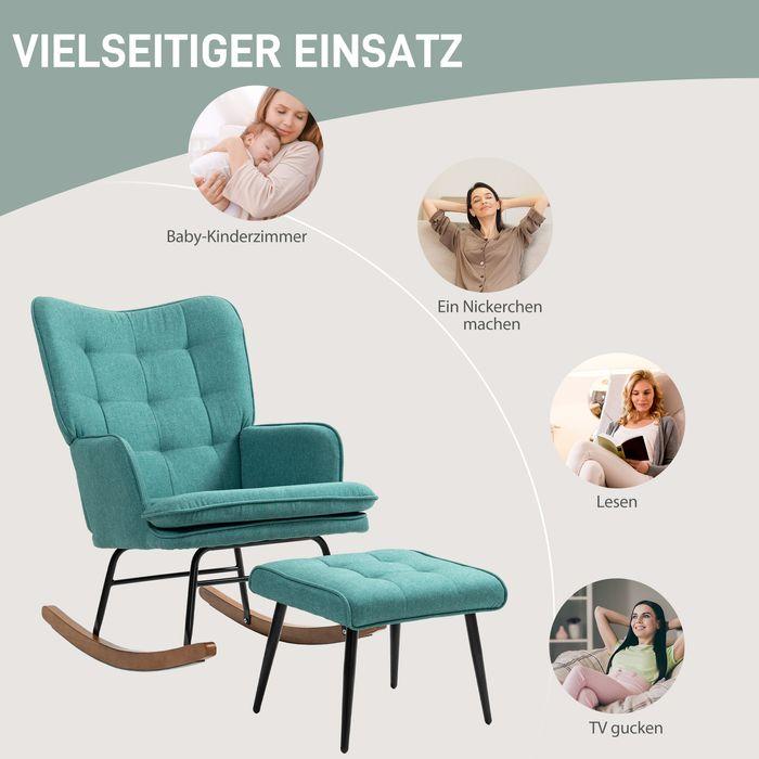 Produktbild Swisshandel24 Schaukelstuhl, bis 130 kg, Schwingsessel inkl. Hocker