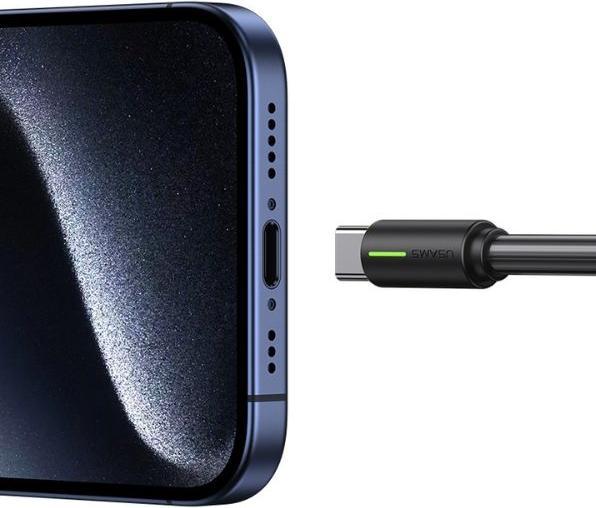 Actual product image Usams Cable USB-C 3A YU Series 1m USB-C/USB-C czarny/black SJ732USB01 (US-SJ732 ) (1 m, USB 3.2 Gen 1, 18 W)