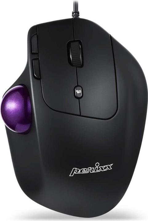 Produktbild Perixx PERIMICE-520, kabelgebundene ergonomische Trackball Maus, anpassbarer Winkel, 2 DPI Level, schwarz (Kabelgebunden)
