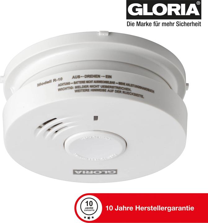 Produktbild Gloria Haus und Garten R-10 002518.0015 Rauchwarnmelder inkl. 10 Jahres-Batterie batteriebetrieben