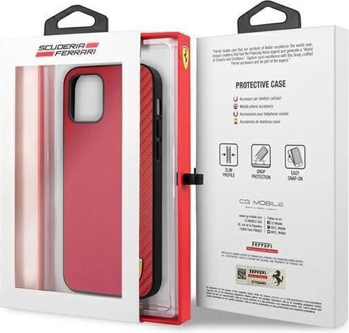 Immagine prodotto Ferrari FESAXHCP12LRE Custodia rigida per iPhone 12 Pro Max 6,7" czerwony/rosso On Track Carbon Stripe (Apple iPhone 12 Pro Max)