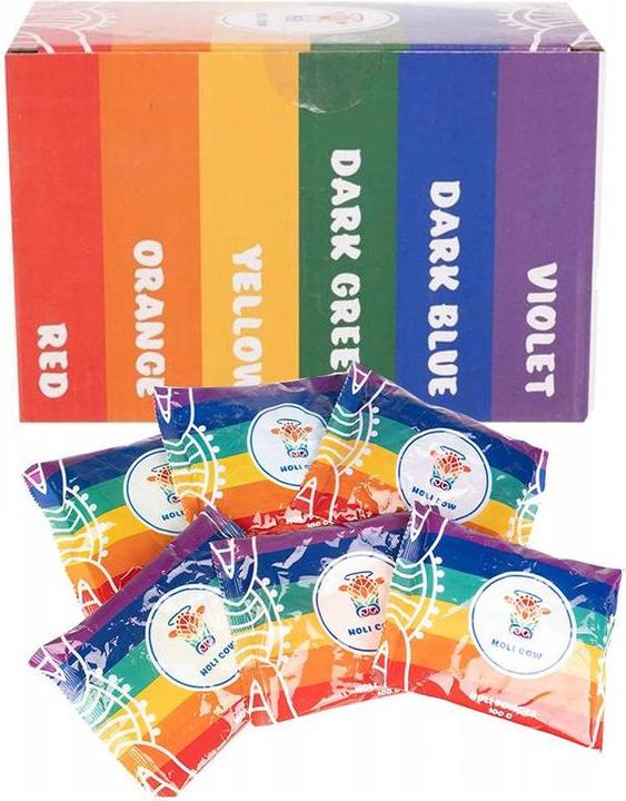 Produktbild JTI Buntes Holi-Pulver – Set 6x100g (Dunkelgrün, Gelb, Lila, Orange, Dunkelblau, Weiss, 1 x)