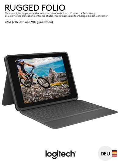 Actual product image Logitech rugged folio (DE, iPad 2021 (9th Gen), iPad 2019 (7th gene), iPad 2020 (8. Gen))