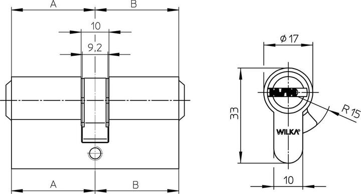 Actual product image Wilka Profile cylinder with Si card 3663 N+G, 45-60 mm, incl. 3 new silver spanners S3 (Profile cylinder)