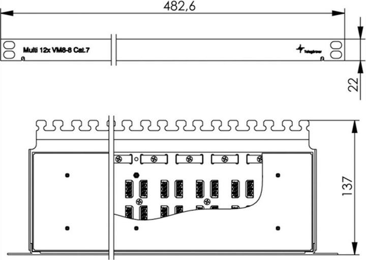 Actual product image Telegärtner 48.30cm (19") connection module,Cat.7 raw cable, 12-way, 1/2 U (Plastic cable ties, 483 mm, 1 pcs.)