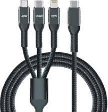 Produktbild IWH USB-Ladekabel USB-C®, USB-Micro-A Buchse, Apple Lightning Stecker 1.2 m 0 (1.20 m, USB 3.0, 100 W)