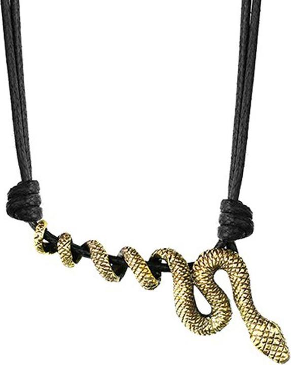 Image du produit Star Piercing Collier noir pendentif serpent doré (Laiton)