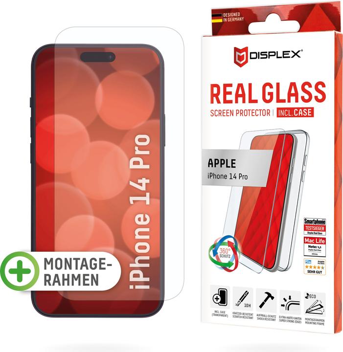 Immagine prodotto Displex Real Glass, 2D Panzerglas + Handyhülle (1 Pezzo/i, Apple iPhone 14 Pro)