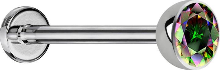 Immagine prodotto Star Piercing Labret Micro Threadless emisfero d'argento con cristallo scuro multicolore (Titanio G23, senza ottone)