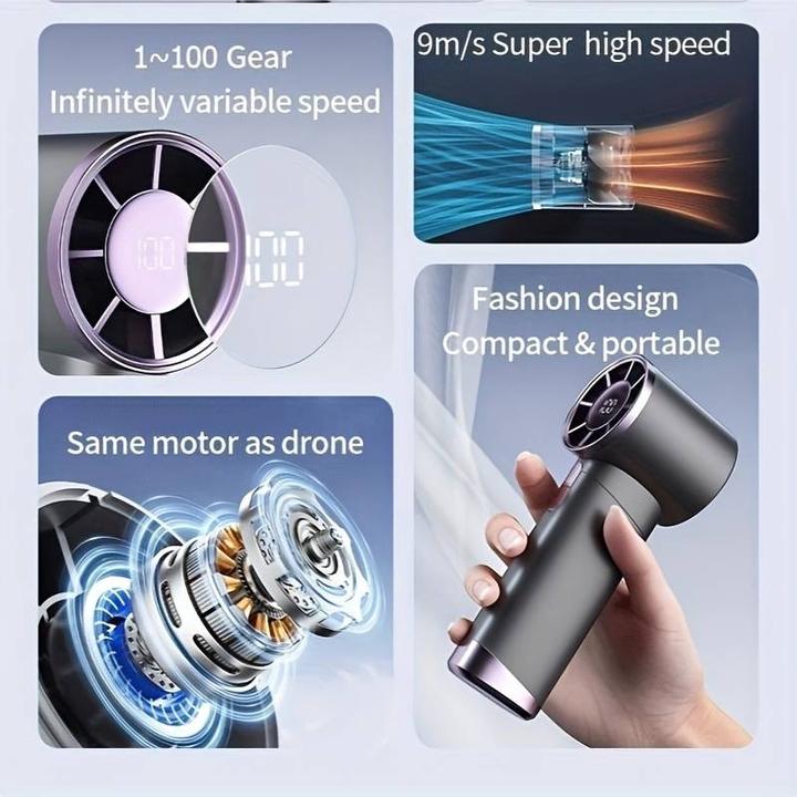 Produktbild PhoneLook Kompakter leistungsstarker tragbarer Ventilator mit 100 Geschwindigkeitsstufen und LED-Anzeige