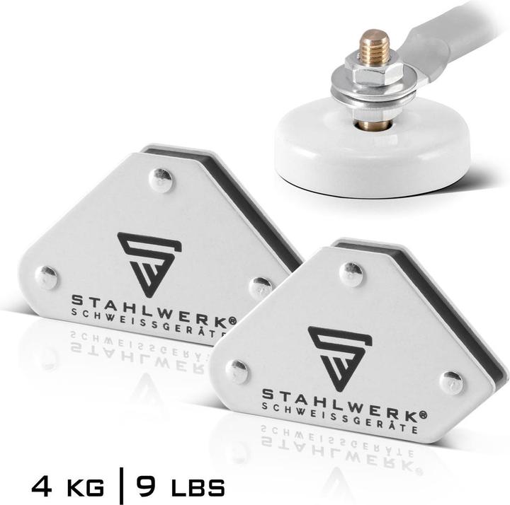 Produktbild Stahlwerk Magnetwerkzeug 2er Set 45° x 90° x 135° 4 kg / 9 lbs + Masseklemme