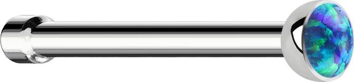 Star Piercing Nasenstecker gerade silber mit Opal blau (ohne Messing, Chirurgenstahl 316L)