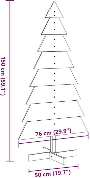 Produktbild VidaXL Weihnachtsbaum Holz Tannenbaum Deko Holzbaum Weiss 150cm Massivholz Kiefer (150 cm)