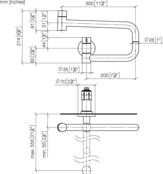 Produktbild Dornbracht Küche - Tara Ultra POT FILLER, Kaltwasserventil, schwenkbar, Ausladung 500 mm