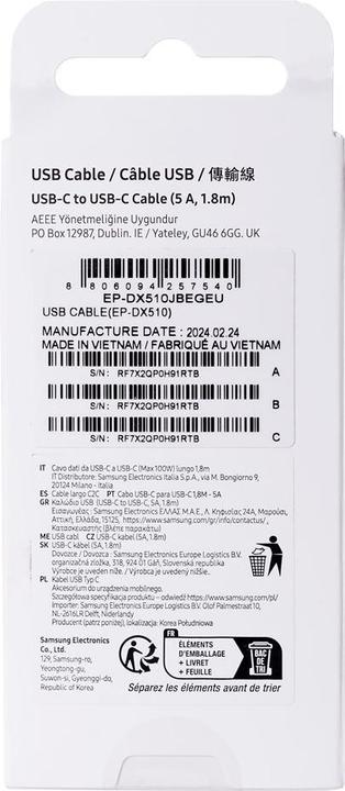 Actual product image Samsung USB C – USB-C (1.80 m, USB 2.0)
