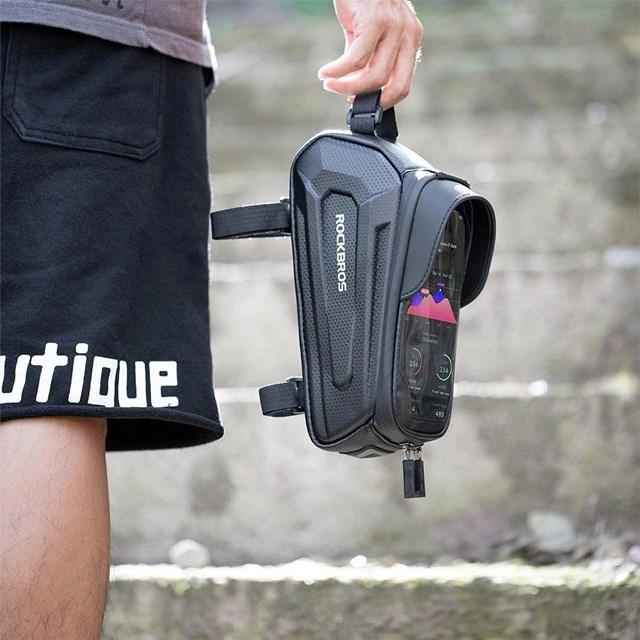 Produktbild Rockbros B68 armored bicycle bag with phone cover 1.5l - black (1.70 l, Gepäckträgertasche)