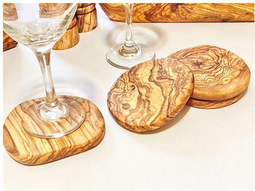 Image du produit Bekos Dessous de verre artisanal en bois d'olivier Set de 4 pièces (4 x, Dessous de verre)