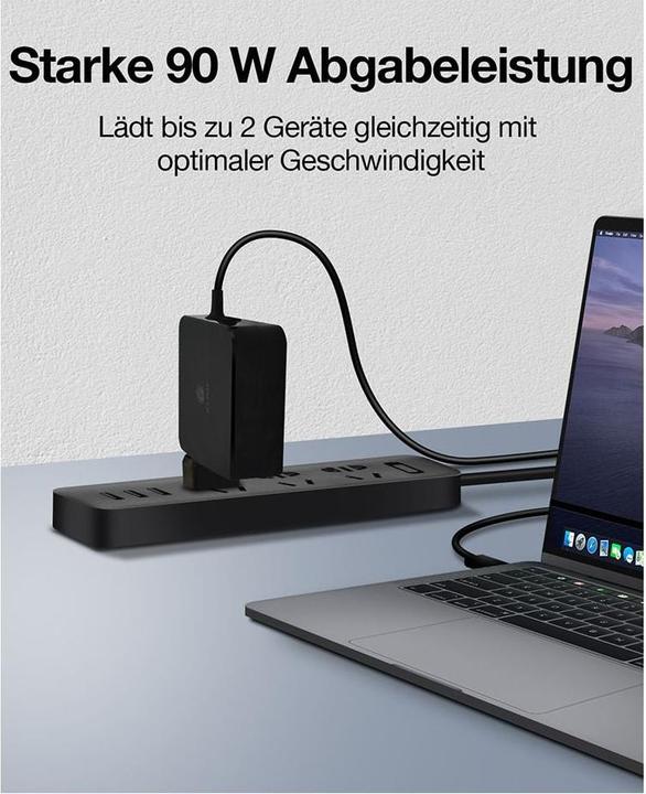 Produktbild Icy Box IB-PS101-PD Universal Notebook Netzteil USB-C 90W 1,8m Kabel (90 W)