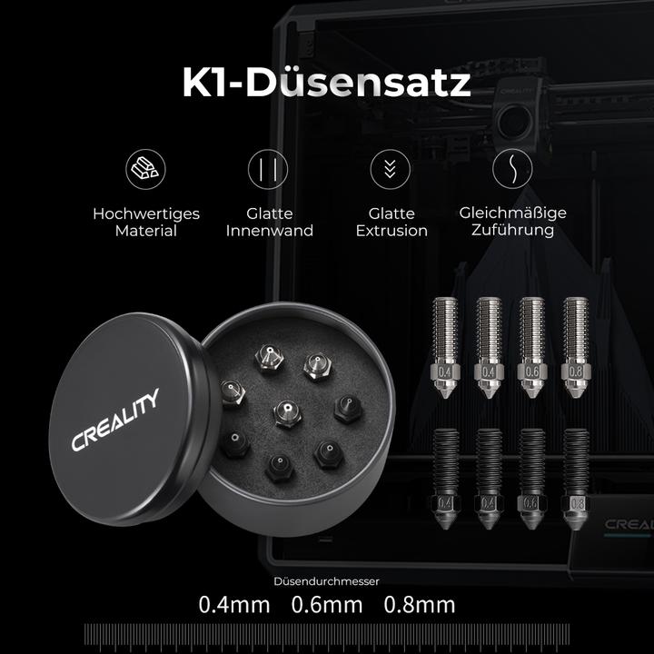 Actual product image Creality Nozzle Replacement nozzles for K1/K1 Max/CR-M4 8 pieces (Blast pipe)