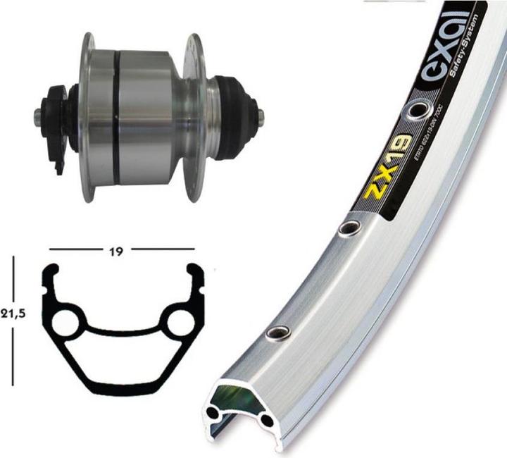 Produktbild Exal ZX19 VR 28" Shimano Nabendynamo Centerlock QR (Vorderrad, 28")
