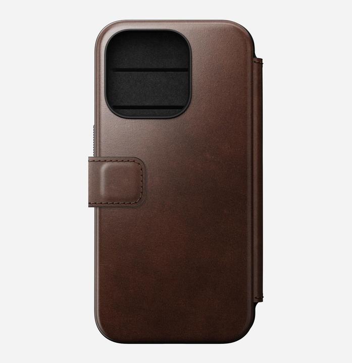 Actual product image Nomad Modern Horween Leather Folio iPhone 15 Pro Rust Brown (Apple iPhone 15 Pro)